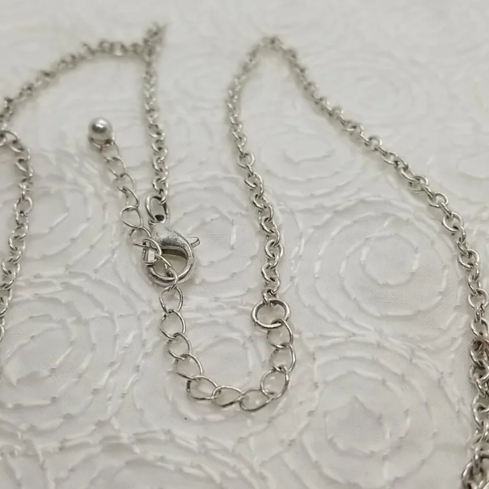 Necklace Circle Drops Silver Multiple Chain Necklace